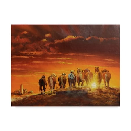 D. Rusty Rust 'Working Horses ' Canvas Art,14x19